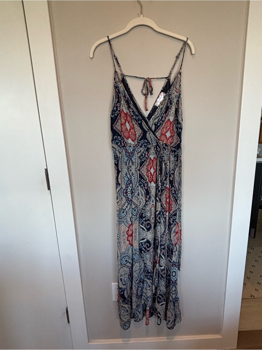 Band of Gypsies Navy, Red & Cream Paisley Maxi Dress